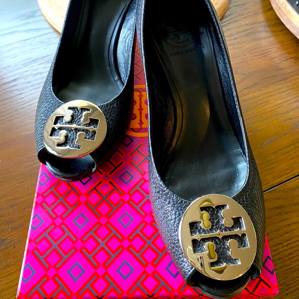 Tory Burch Peep Toe Wedges
